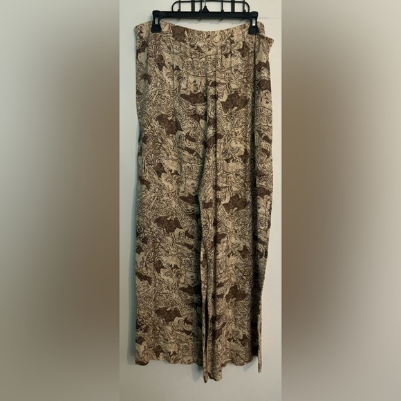 Vintage The Limited Womens Rayon High Waisted Wide Leg Tan Brown Pattern Pants M - Picture 5 of 11